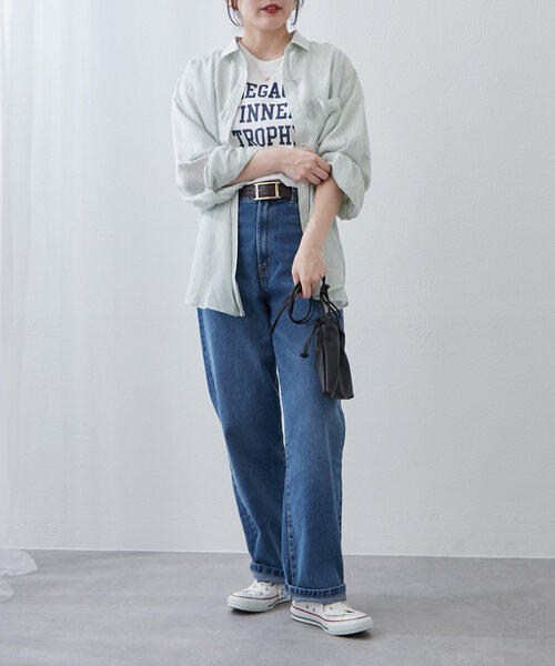 Another Branch olive des olive(アナザーブランチオリーブデオリーブ)の「夏の定番アイテム!シアーストライプシャツ(シャツ/ブラウス・レディース・ネイビー/ミント/ピンク/ブラック・FREE)」の16枚目の写真