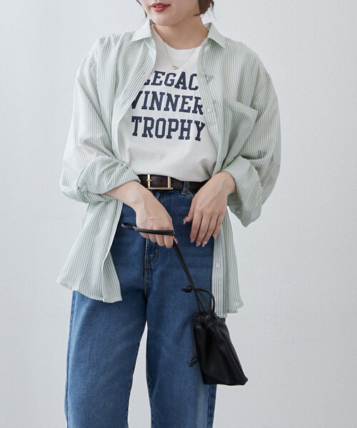Another Branch olive des olive(アナザーブランチオリーブデオリーブ)の「夏の定番アイテム!シアーストライプシャツ(シャツ/ブラウス・レディース・ネイビー/ミント/ピンク/ブラック・FREE)」の17枚目の写真