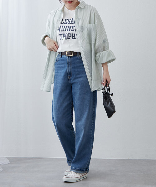 Another Branch olive des olive(アナザーブランチオリーブデオリーブ)の「夏の定番アイテム!シアーストライプシャツ(シャツ/ブラウス・レディース・ネイビー/ミント/ピンク/ブラック・FREE)」の19枚目の写真