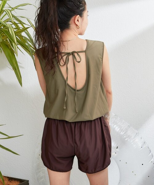 CIAOPANIC TYPY（チャオパニックティピー）の「【WEB限定】バックリボンオールインワン水着2点セット（水着・レディース・カーキ/ブラック/チャコールグレー/ブラウン・X-LARGE/MEDIUM/LARGE）」の15枚目の写真