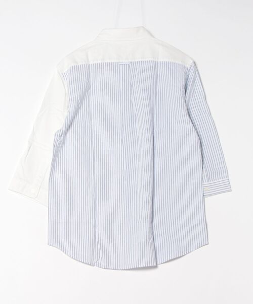 m.f.editorial（エムエフエディトリアル）の「【ウォッシャブル】m.f.エディトリアル メンズ 綿100％パナマ 配色 レギュラーカラー7分袖シャツ（シャツ/ブラウス・メンズ・ホワイト/ネイビー・MEDIUM/LARGE/X-LARGE）」の3枚目の写真