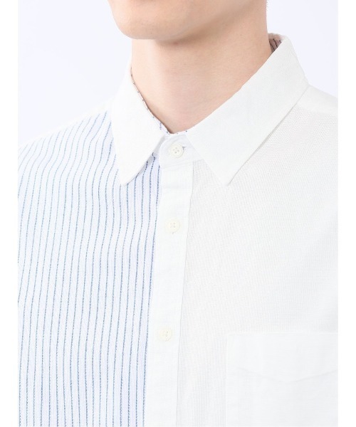 m.f.editorial（エムエフエディトリアル）の「【ウォッシャブル】m.f.エディトリアル メンズ 綿100％パナマ 配色 レギュラーカラー7分袖シャツ（シャツ/ブラウス・メンズ・ホワイト/ネイビー・MEDIUM/LARGE/X-LARGE）」の15枚目の写真