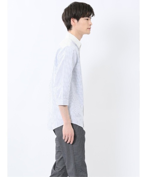 m.f.editorial（エムエフエディトリアル）の「【ウォッシャブル】m.f.エディトリアル メンズ 綿100％パナマ 配色 レギュラーカラー7分袖シャツ（シャツ/ブラウス・メンズ・ホワイト/ネイビー・MEDIUM/LARGE/X-LARGE）」の19枚目の写真