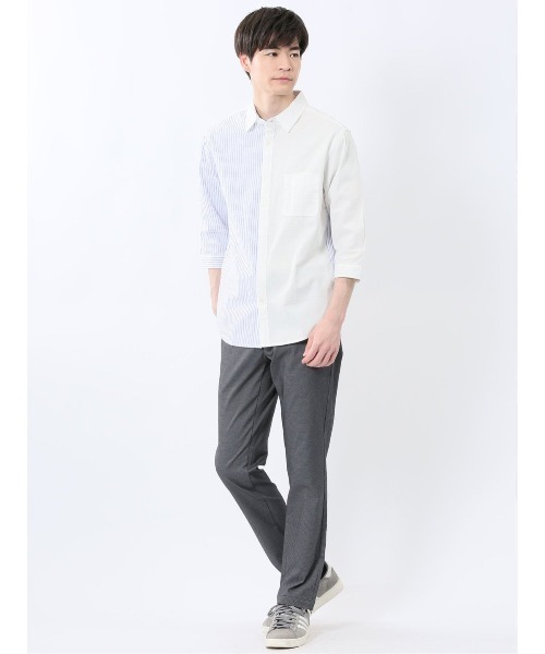 m.f.editorial（エムエフエディトリアル）の「【ウォッシャブル】m.f.エディトリアル メンズ 綿100％パナマ 配色 レギュラーカラー7分袖シャツ（シャツ/ブラウス・メンズ・ホワイト/ネイビー・MEDIUM/LARGE/X-LARGE）」の20枚目の写真