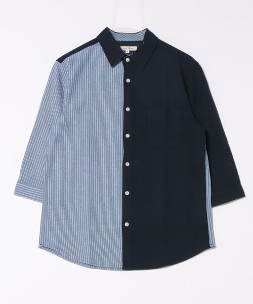 m.f.editorial（エムエフエディトリアル）の「【ウォッシャブル】m.f.エディトリアル メンズ 綿100％パナマ 配色 レギュラーカラー7分袖シャツ（シャツ/ブラウス・メンズ・ホワイト/ネイビー・MEDIUM/LARGE/X-LARGE）」の21枚目の写真