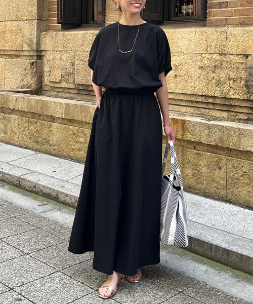 Chez toi（シェトワ）の「ボリュームブラウス×フレアスカートSET（ワンピース・レディース・ブラック/グリーン/ライトグレー・FREE）」の13枚目の写真