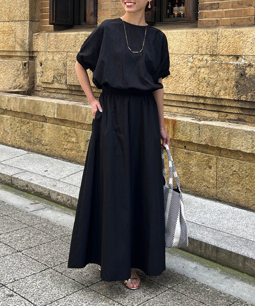 Chez toi（シェトワ）の「ボリュームブラウス×フレアスカートSET（ワンピース・レディース・ブラック/グリーン/ライトグレー・FREE）」の14枚目の写真