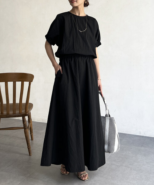 Chez toi（シェトワ）の「ボリュームブラウス×フレアスカートSET（ワンピース・レディース・ブラック/グリーン/ライトグレー・FREE）」の16枚目の写真