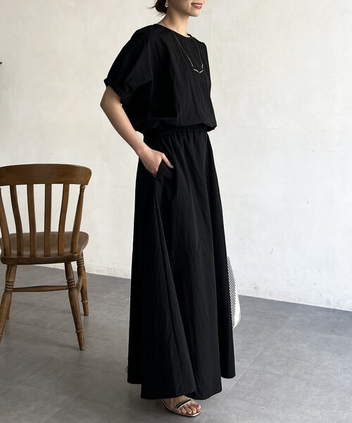 Chez toi（シェトワ）の「ボリュームブラウス×フレアスカートSET（ワンピース・レディース・ブラック/グリーン/ライトグレー・FREE）」の17枚目の写真