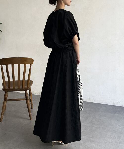 Chez toi（シェトワ）の「ボリュームブラウス×フレアスカートSET（ワンピース・レディース・ブラック/グリーン/ライトグレー・FREE）」の19枚目の写真