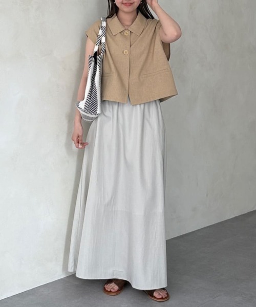 Chez toi（シェトワ）の「ボリュームブラウス×フレアスカートSET（ワンピース・レディース・ブラック/グリーン/ライトグレー・FREE）」の7枚目の写真