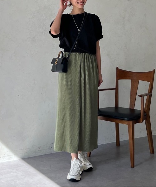 Chez toi（シェトワ）の「ボリュームブラウス×フレアスカートSET（ワンピース・レディース・ブラック/グリーン/ライトグレー・FREE）」の10枚目の写真