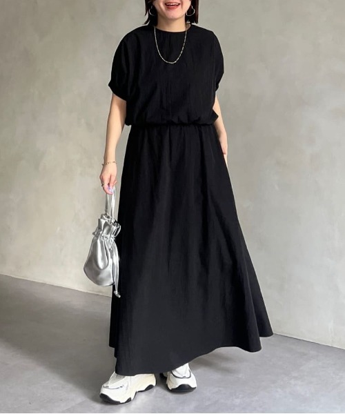 Chez toi（シェトワ）の「ボリュームブラウス×フレアスカートSET（ワンピース・レディース・ブラック/グリーン/ライトグレー・FREE）」の9枚目の写真