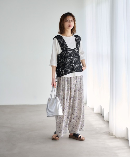 セール】アソートプリントフレアパンツ[プチ・プラスサイズあり