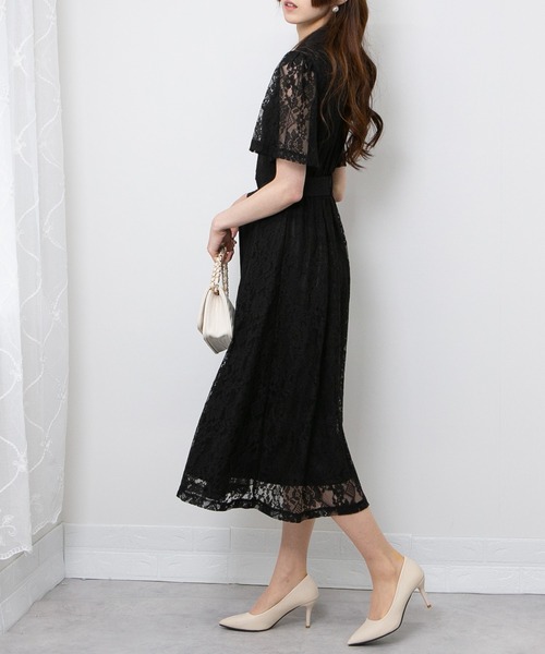 pumpkin port（パンプキンポート）の「レース地 リボンベルト付 半袖 ワンピース（ワンピース・レディース・ブラック/サックスブルー/ホワイト/グリーン/ネイビー・M/L）」の16枚目の写真