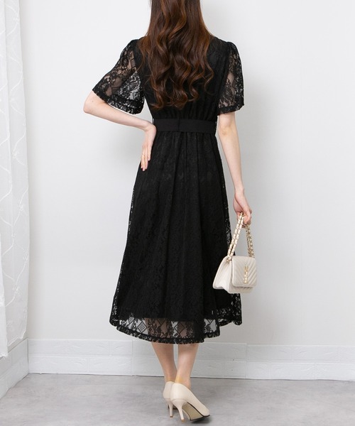 pumpkin port（パンプキンポート）の「レース地 リボンベルト付 半袖 ワンピース（ワンピース・レディース・ブラック/サックスブルー/ホワイト/グリーン/ネイビー・M/L）」の17枚目の写真