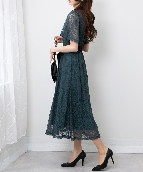 pumpkin port（パンプキンポート）の「レース地 リボンベルト付 半袖 ワンピース（ワンピース・レディース・ブラック/サックスブルー/ホワイト/グリーン/ネイビー・M/L）」の21枚目の写真