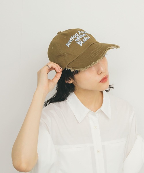 KBF(ケイビーエフ)の「ダメージブリムCAP(キャップ・レディース・アイボリー/カーキ/ネイビー・ONE)」の6枚目の写真