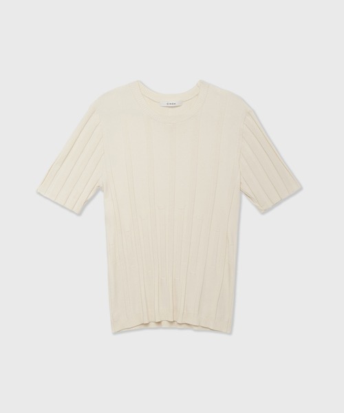 CINOH（チノ）の「SUVIN HALF SLEEVES KNIT（ニット/セーター・レディース・ブラック/ホワイト・38/36）」の3枚目の写真