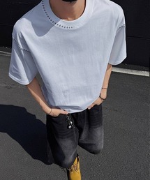 オーバーサイズハンドステッチ刺繍Tシャツ