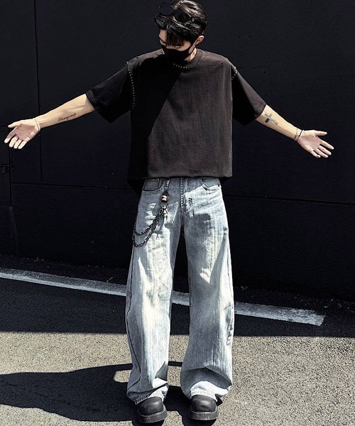 Ressaca（レサーカ）の「オーバーサイズハンドステッチ刺繍Tシャツ（Tシャツ/カットソー・メンズ・ブラック/ホワイト・M/L/XL）」の10枚目の写真