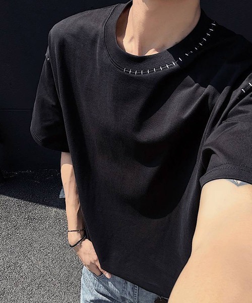 Ressaca（レサーカ）の「オーバーサイズハンドステッチ刺繍Tシャツ（Tシャツ/カットソー・メンズ・ブラック/ホワイト・M/L/XL）」の9枚目の写真