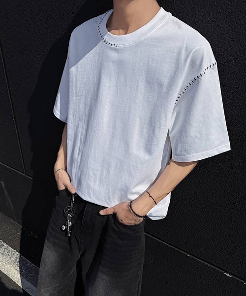 Ressaca（レサーカ）の「オーバーサイズハンドステッチ刺繍Tシャツ（Tシャツ/カットソー・メンズ・ブラック/ホワイト・M/L/XL）」の14枚目の写真