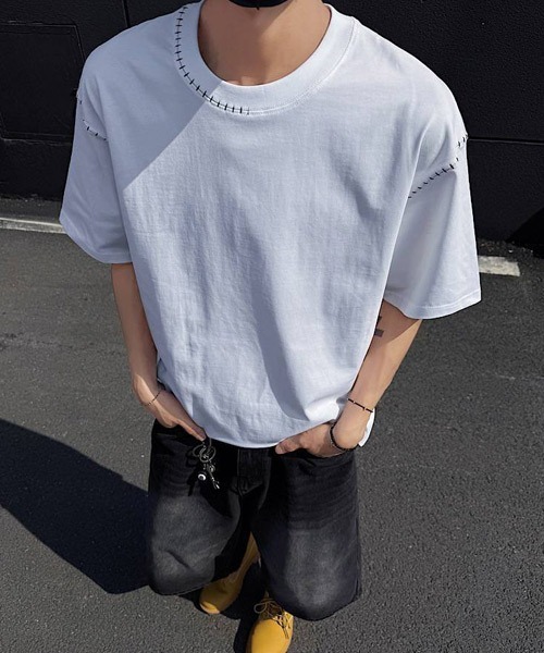 Ressaca（レサーカ）の「オーバーサイズハンドステッチ刺繍Tシャツ（Tシャツ/カットソー・メンズ・ブラック/ホワイト・M/L/XL）」の13枚目の写真