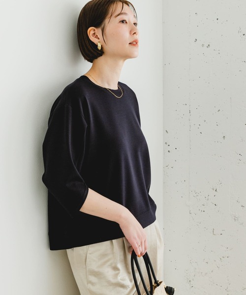 F by ROSSO(エフバイロッソ)の「F by ROSSO ダンボールコクーンプルオーバー(Tシャツ/カットソー・レディース・ネイビー/ベージュ・FREE)」の1枚目の写真