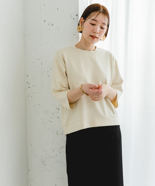 F by ROSSO(エフバイロッソ)の「F by ROSSO ダンボールコクーンプルオーバー(Tシャツ/カットソー・レディース・ネイビー/ベージュ・FREE)」の5枚目の写真