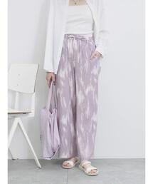 Samansa Mos2 blue | 【接触冷感】水彩柄イージーパンツ(その他パンツ)