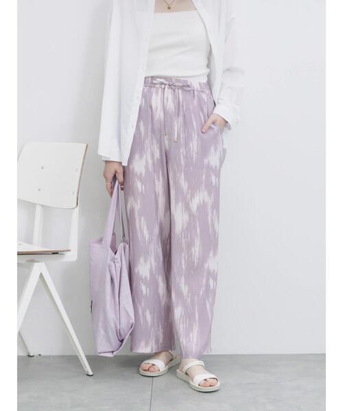 Samansa Mos2 blue（サマンサモスモスブルー）の「【接触冷感】水彩柄イージーパンツ（その他パンツ・レディース・ピンク/グレー/ブルー・F）」の3枚目の写真