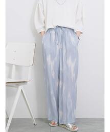 Samansa Mos2 blue | 【接触冷感】水彩柄イージーパンツ(その他パンツ)