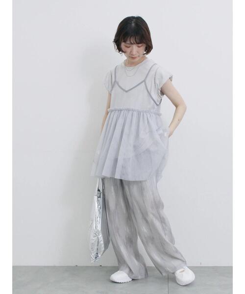 Samansa Mos2 blue（サマンサモスモスブルー）の「【接触冷感】水彩柄イージーパンツ（その他パンツ・レディース・ピンク/グレー/ブルー・F）」の7枚目の写真