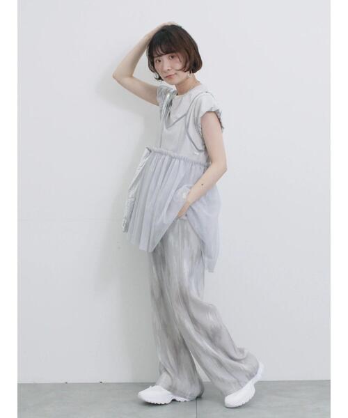 Samansa Mos2 blue（サマンサモスモスブルー）の「【接触冷感】水彩柄イージーパンツ（その他パンツ・レディース・ピンク/グレー/ブルー・F）」の8枚目の写真