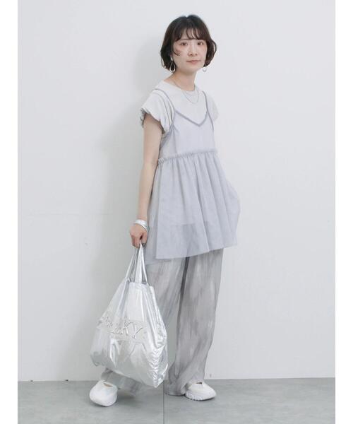 Samansa Mos2 blue（サマンサモスモスブルー）の「【接触冷感】水彩柄イージーパンツ（その他パンツ・レディース・ピンク/グレー/ブルー・F）」の11枚目の写真