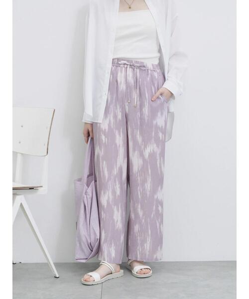 Samansa Mos2 blue（サマンサモスモスブルー）の「【接触冷感】水彩柄イージーパンツ（その他パンツ・レディース・ピンク/グレー/ブルー・F）」の12枚目の写真