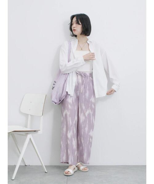 Samansa Mos2 blue（サマンサモスモスブルー）の「【接触冷感】水彩柄イージーパンツ（その他パンツ・レディース・ピンク/グレー/ブルー・F）」の17枚目の写真