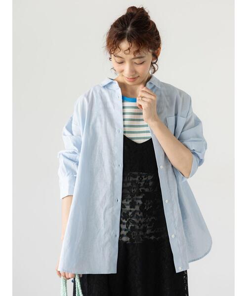 Lugnoncure（ルノンキュール）の「綿麻2WAYシャツ（シャツ/ブラウス・レディース・ブラック/ブルー/ベージュ/イエロー/ブラウン・F）」の9枚目の写真