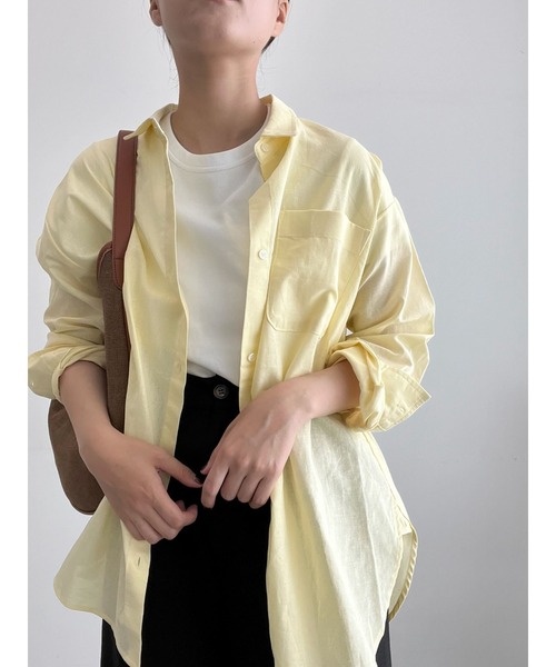 Lugnoncure（ルノンキュール）の「綿麻2WAYシャツ（シャツ/ブラウス・レディース・ブラック/ブルー/ベージュ/イエロー/ブラウン・F）」の5枚目の写真