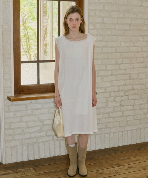 embroidery hem tank dress / エンブロイダリーヘムタンクドレス