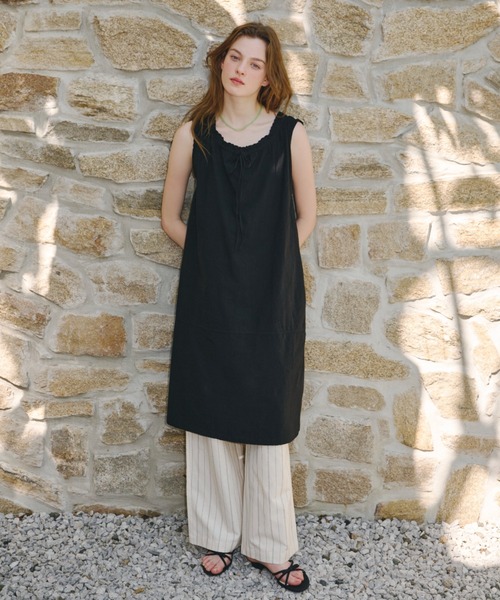 embroidery hem tank dress / エンブロイダリーヘムタンクドレス