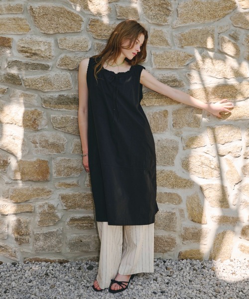 embroidery hem tank dress / エンブロイダリーヘムタンクドレス