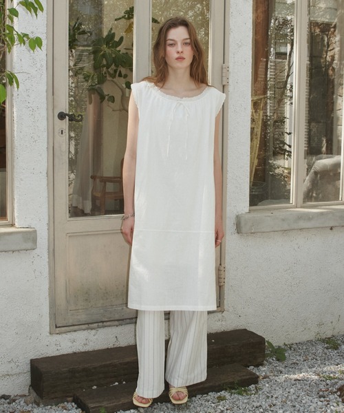 embroidery hem tank dress / エンブロイダリーヘムタンクドレス