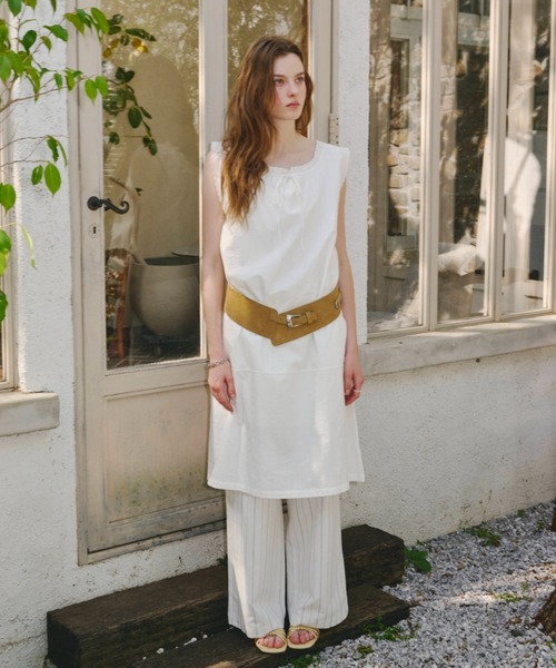 GIUNON（ジウノン）の「embroidery hem tank dress / エンブロイダリーヘムタンクドレス（ワンピース・レディース・ブラック/ホワイト・FREE）」の17枚目の写真