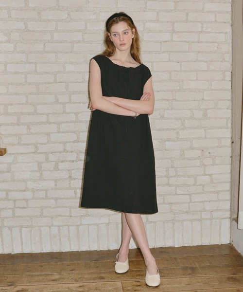GIUNON（ジウノン）の「embroidery hem tank dress / エンブロイダリーヘムタンクドレス（ワンピース・レディース・ブラック/ホワイト・FREE）」の20枚目の写真