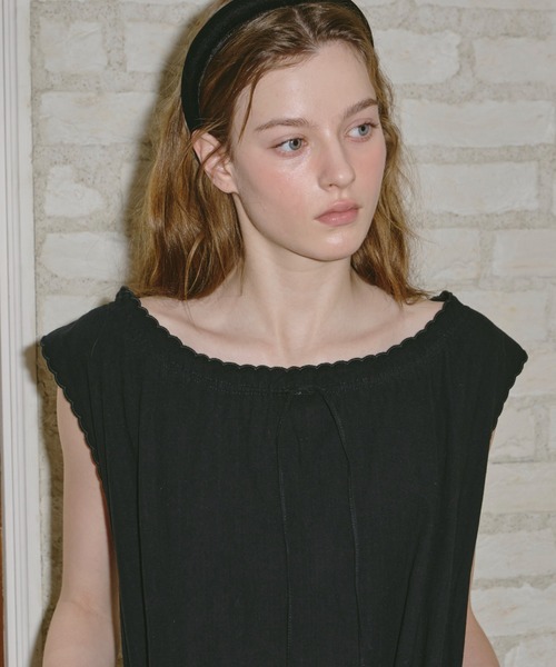 GIUNON（ジウノン）の「embroidery hem tank dress / エンブロイダリーヘムタンクドレス（ワンピース・レディース・ブラック/ホワイト・FREE）」の21枚目の写真