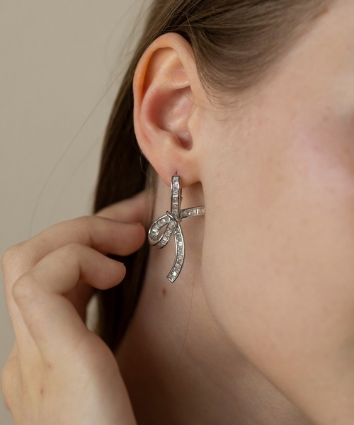 セール】【Merry Gem】ジルコニアリボンピアス KNF-TP（ピアス（両耳用