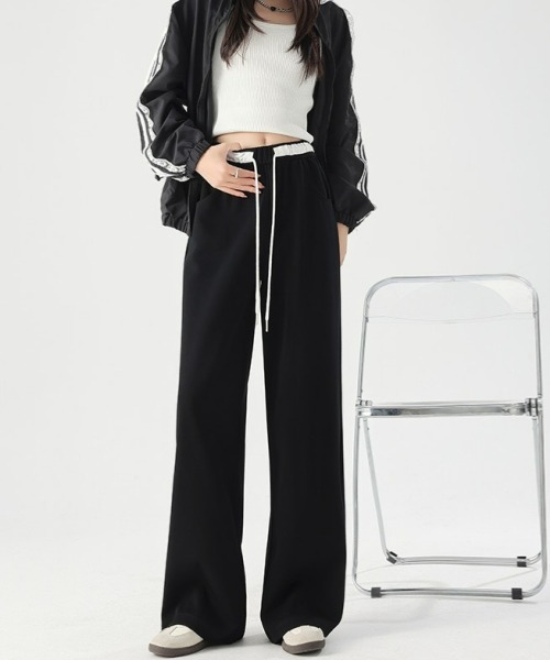 gossip!ロサンゼルス(ゴシップロサンゼルス)の「Y2Kミニマルカジュアル*配色ウエストストレートパンツ(スウェットパンツ・レディース・ネイビー/グレー/ブラック・FREE)」の21枚目の写真