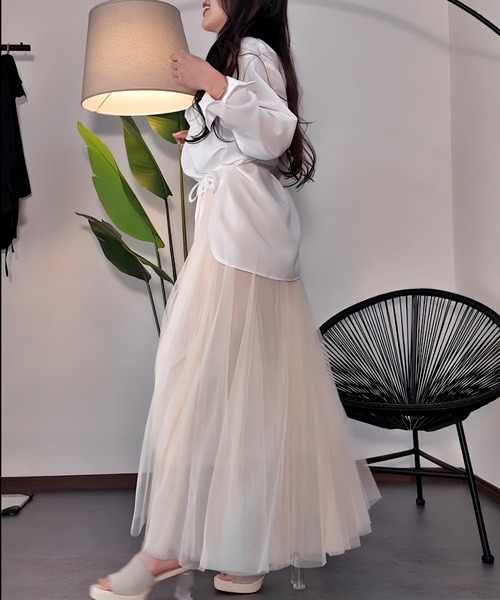 THEODORIC.dy(セオドリックディ)の「エアリーチュールスカート(軽やかに揺れる、上品オトナ映え) / Airy Tulle Skirt(スカート・レディース・ピンク/アイボリー/ブラック/ライトブルー・FREE)」の2枚目の写真